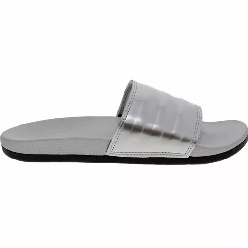 Adidas Adilette Cloudfoam Plus Logo Slides Sandals - Womens Silver -Rogan‘s Shoes shop AD CG3427 SIL2
