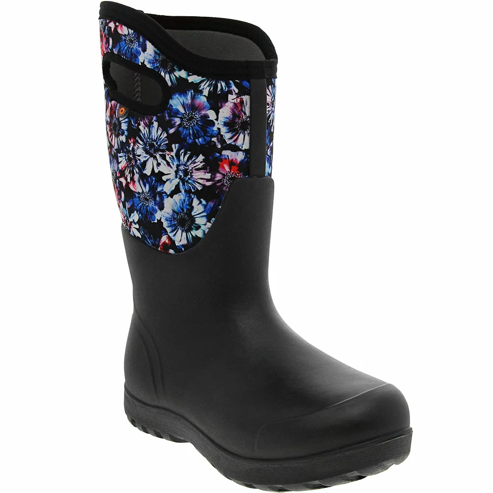 Bogs Boots Bogs Real Flower Wide Calf Rubber Boots - Womens Black Blue 2 Bogs Boots Bogs Real Flower Wide Calf Rubber Boots - Womens Black Blue - Image 2
