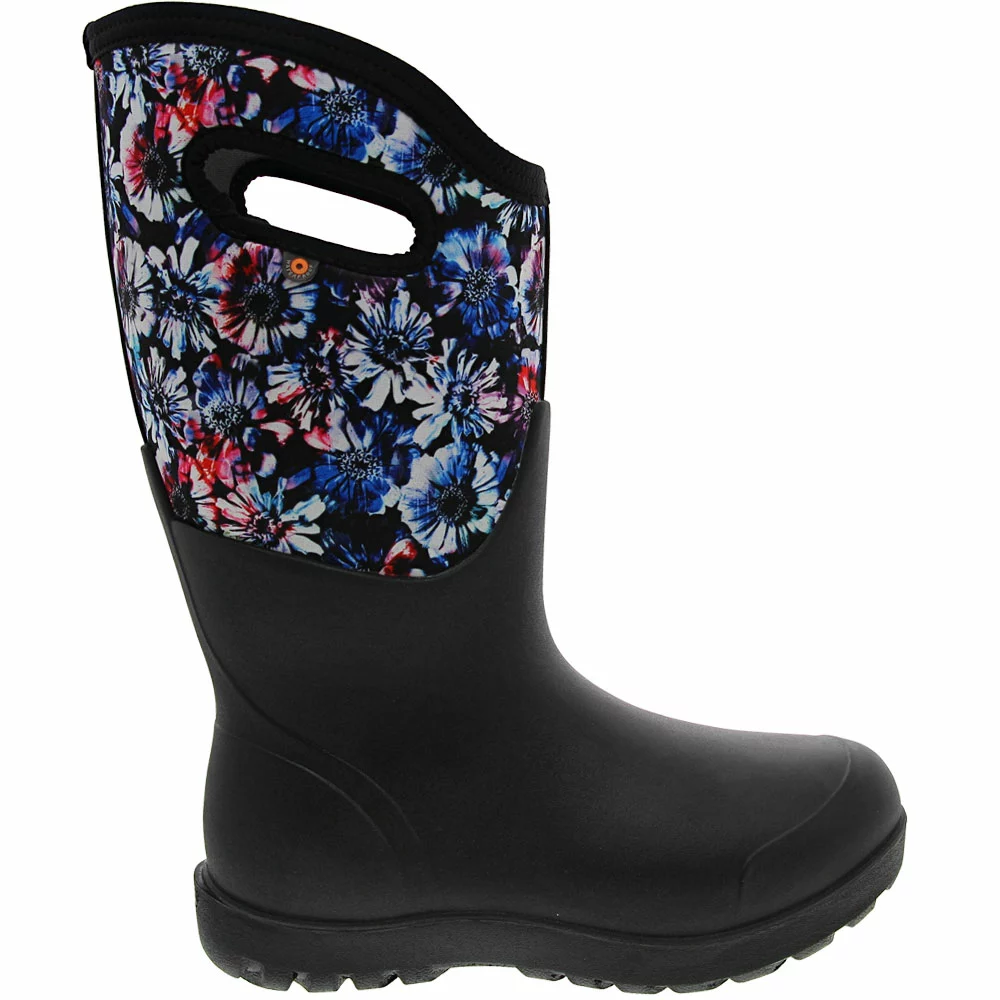 Bogs Boots Bogs Real Flower Wide Calf Rubber Boots - Womens Black Blue 1 Bogs Boots Bogs Real Flower Wide Calf Rubber Boots - Womens Black Blue