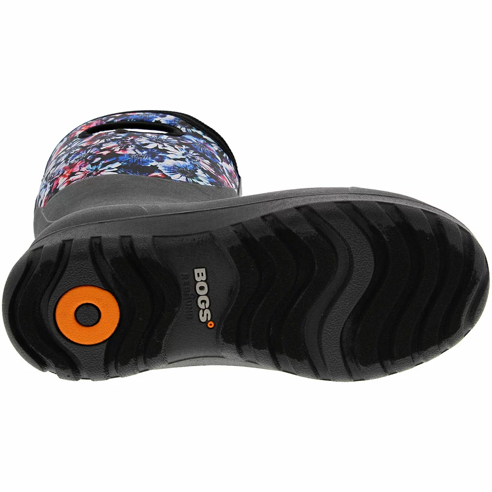 Bogs Boots Bogs Real Flower Wide Calf Rubber Boots - Womens Black Blue 4 Bogs Boots Bogs Real Flower Wide Calf Rubber Boots - Womens Black Blue - Image 4