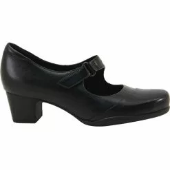 Clarks Rosalyn Wren Casual Shoes - Womens Black Leather