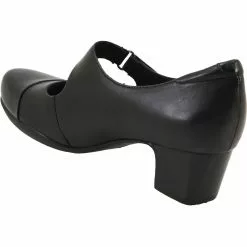 Clarks Rosalyn Wren Casual Shoes - Womens Black Leather -Rogan‘s Shoes shop CX 26110644 BLK3