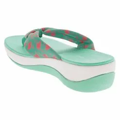 Clarks Arla Glison Flip Flops - Womens Aqua Textile Pink Flamingos -Rogan‘s Shoes shop CX 26124906 AQU3