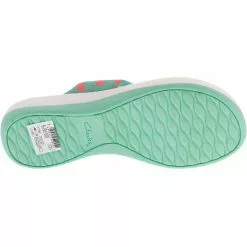 Clarks Arla Glison Flip Flops - Womens Aqua Textile Pink Flamingos -Rogan‘s Shoes shop CX 26124906 AQU4