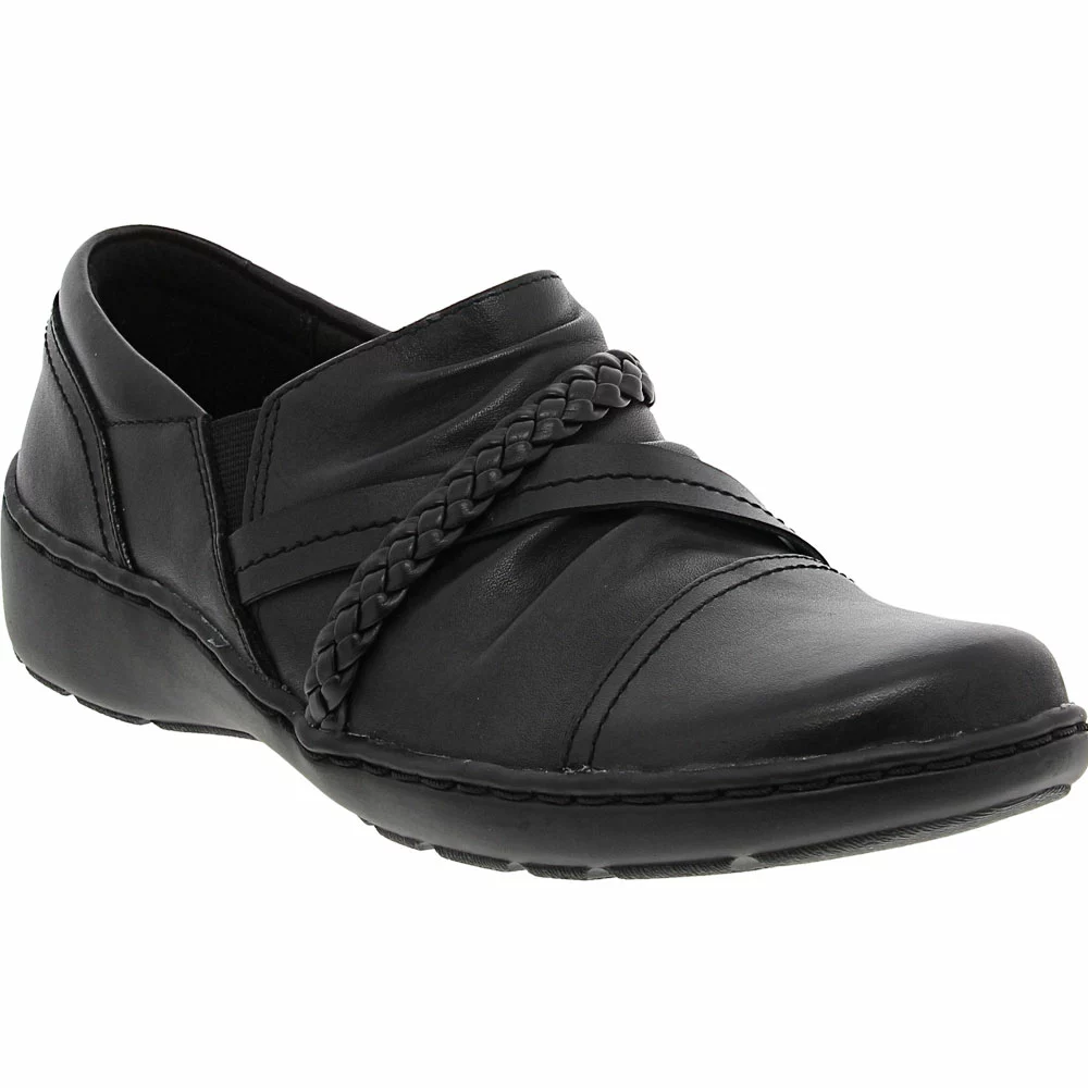Clarks Cora Braid Slip On Casual Shoes - Womens Black 2 Clarks Cora Braid Slip On Casual Shoes - Womens Black - Image 2