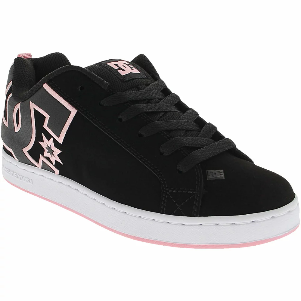 DC Shoes Court Graffik Skate Shoes - Womens Black Pink Black 2 DC Shoes Court Graffik Skate Shoes - Womens Black Pink Black - Image 2