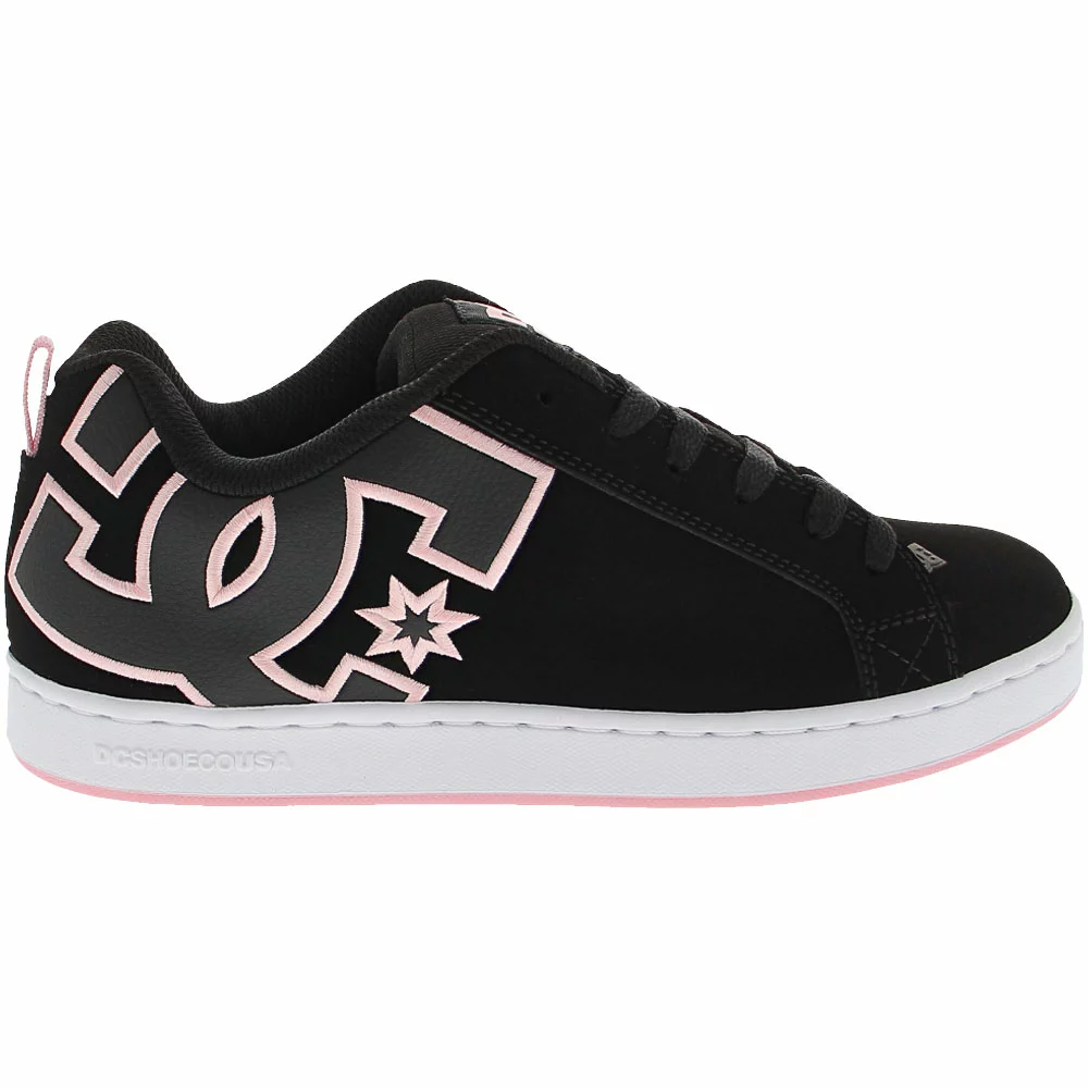 DC Shoes Court Graffik Skate Shoes - Womens Black Pink Black 1 DC Shoes Court Graffik Skate Shoes - Womens Black Pink Black
