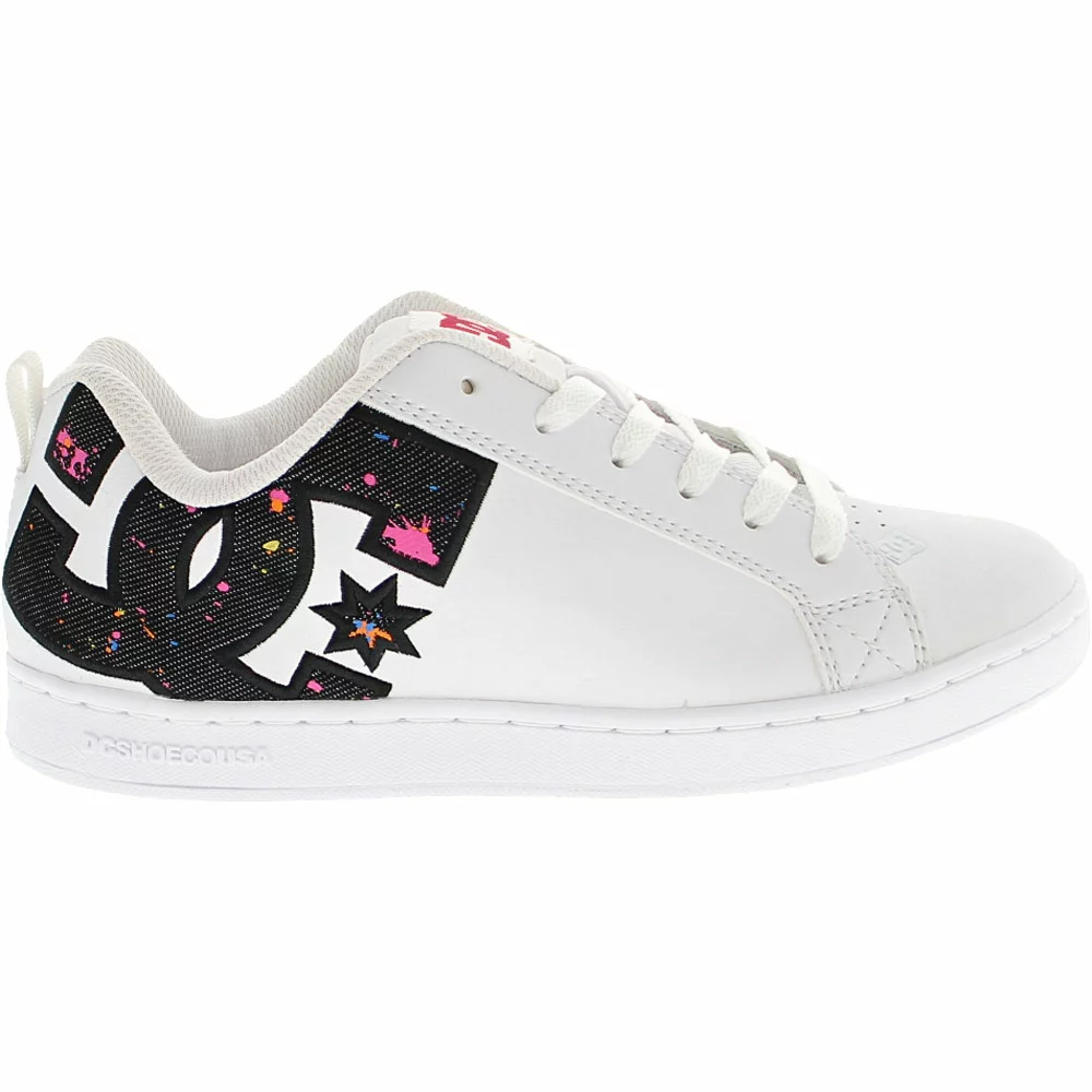 DC Shoes Court Graffik Skate Shoes - Womens White Black Pink 1 DC Shoes Court Graffik Skate Shoes - Womens White Black Pink