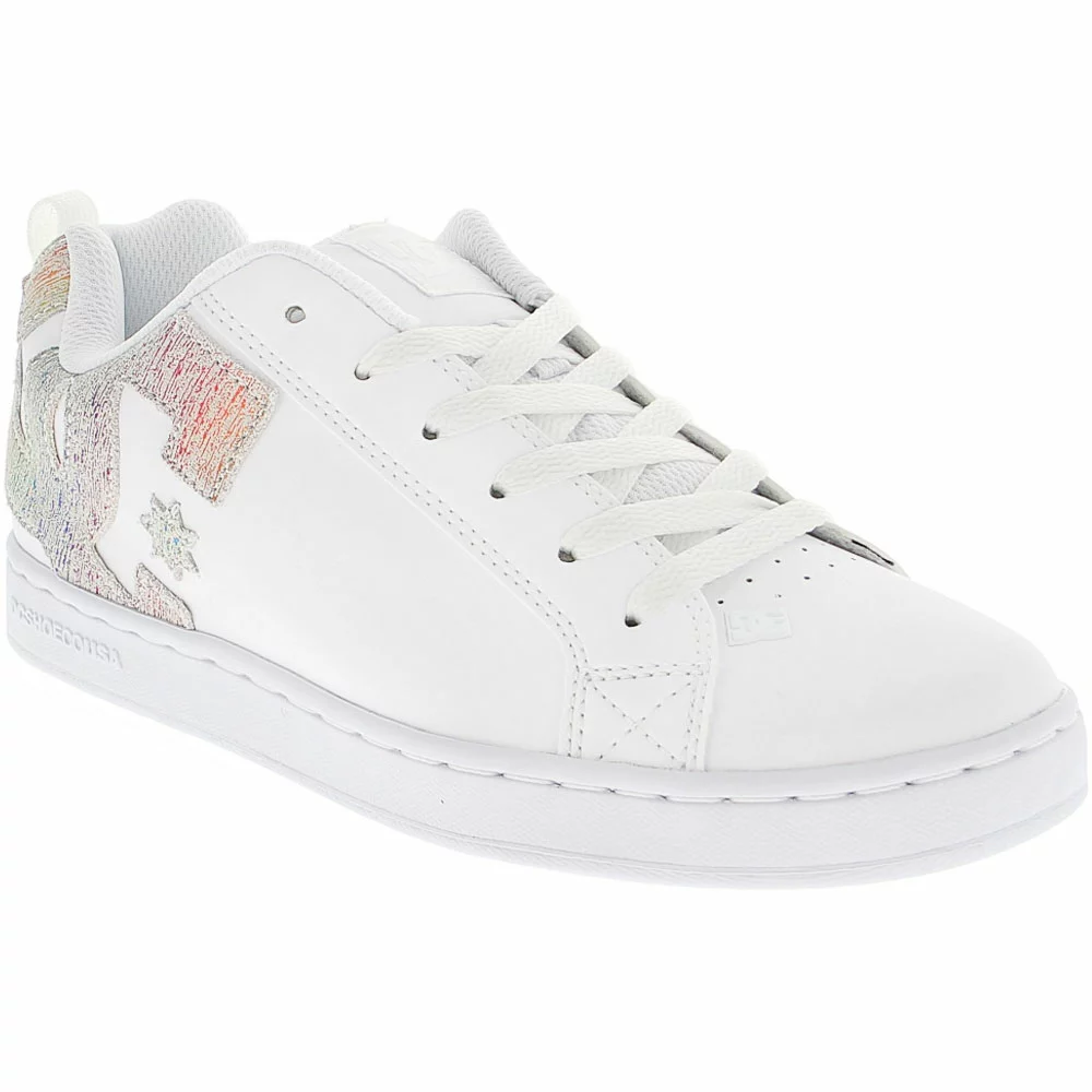 DC Shoes Court Graffik Skate Shoes - Womens White Rainbow 2 DC Shoes Court Graffik Skate Shoes - Womens White Rainbow - Image 2