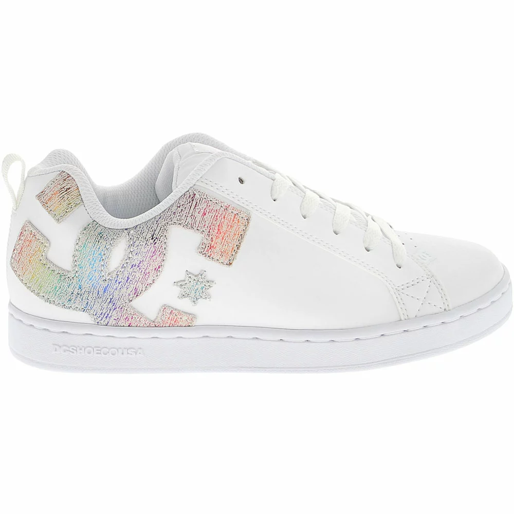DC Shoes Court Graffik Skate Shoes - Womens White Rainbow 1 DC Shoes Court Graffik Skate Shoes - Womens White Rainbow