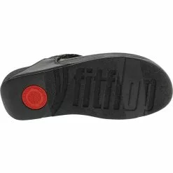 FitFlop Lulu Art Denim Flip Flops - Womens Black Black Black -Rogan‘s Shoes shop FF FB2 090 XXX4