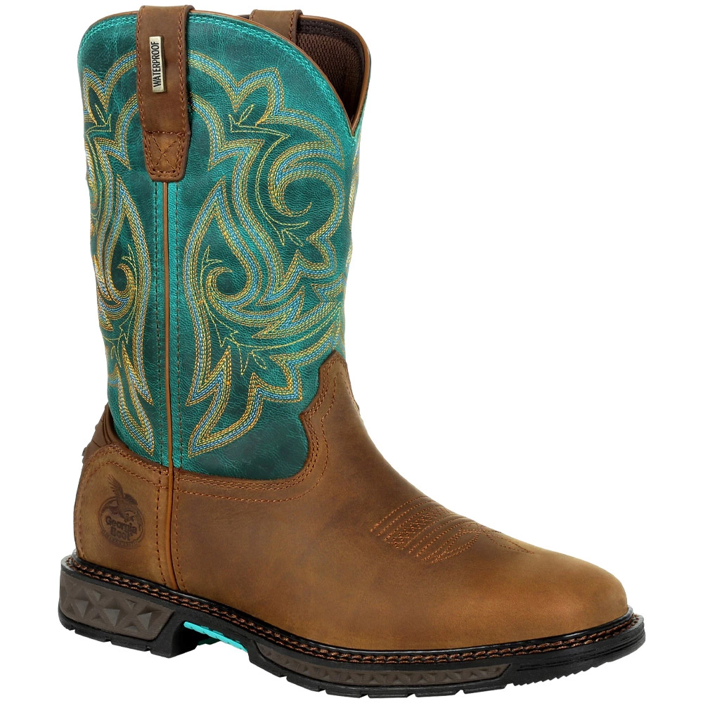 Georgia Boot Gb00395 Non-Safety Toe Work Boots - Womens Brown Turquoise 2 Georgia Boot Gb00395 Non-Safety Toe Work Boots - Womens Brown Turquoise - Image 2