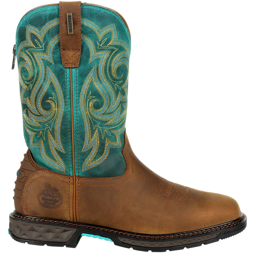 Georgia Boot Gb00395 Non-Safety Toe Work Boots - Womens Brown Turquoise 1 Georgia Boot Gb00395 Non-Safety Toe Work Boots - Womens Brown Turquoise