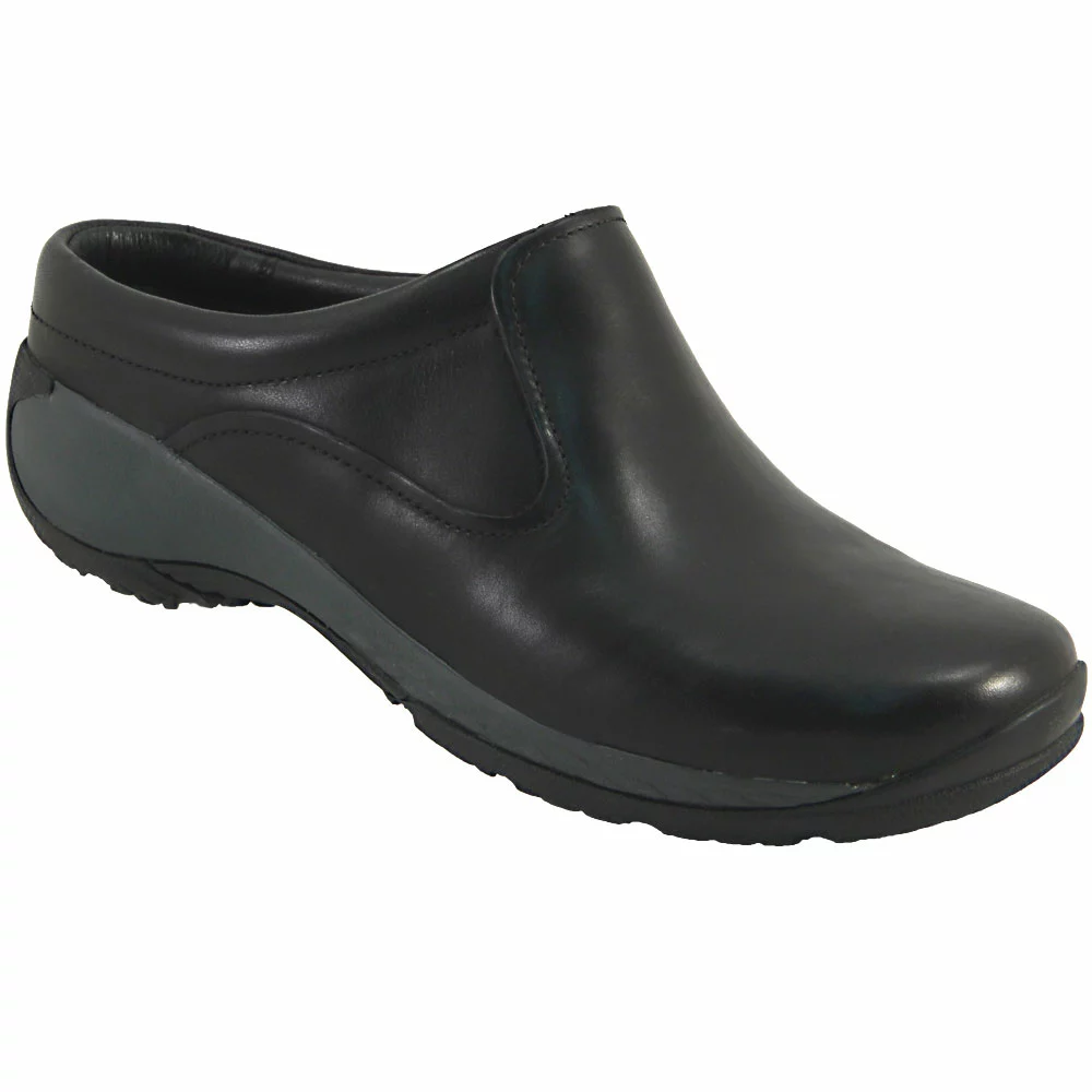Merrell Encore Q2 Slide Leather Clogs Casual Shoes - Womens Black 2 Merrell Encore Q2 Slide Leather Clogs Casual Shoes - Womens Black - Image 2