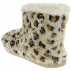 Minnetonka Moccasins Minnetonka Betty Bootie Slippers - Womens Cream Leopard -Rogan‘s Shoes shop MN 44048 LEO3