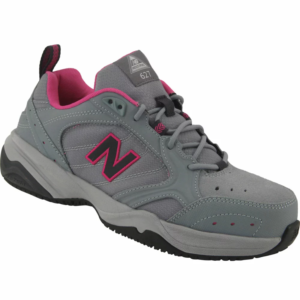 New Balance Work Suede 627 Steel Toe Work Shoes - Womens Grey Pink 2 New Balance Work Suede 627 Steel Toe Work Shoes - Womens Grey Pink - Image 2