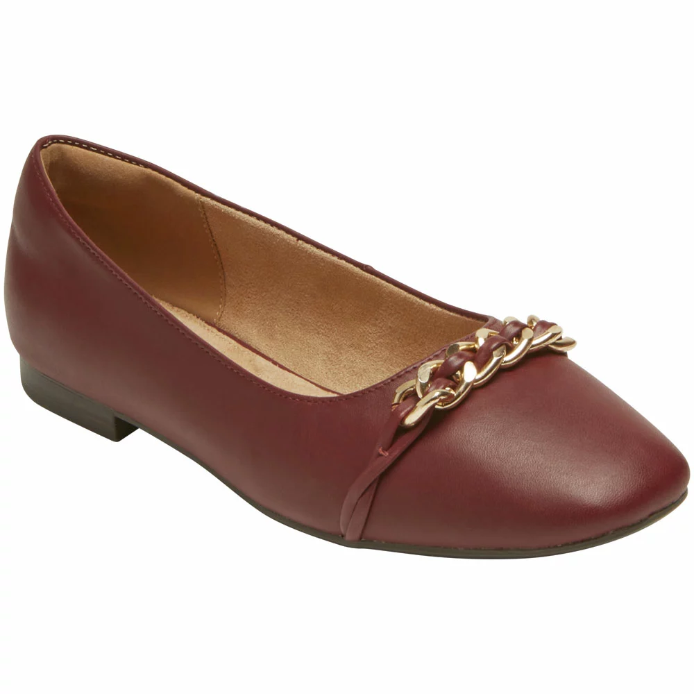 Rockport Zoie Chain Ballet Flat Slip On Casual Shoes - Womens Tawny Port 2 Rockport Zoie Chain Ballet Flat Slip On Casual Shoes - Womens Tawny Port - Image 2