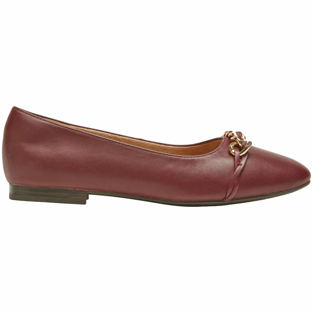 Rockport Zoie Chain Ballet Flat Slip On Casual Shoes - Womens Tawny Port 1 Rockport Zoie Chain Ballet Flat Slip On Casual Shoes - Womens Tawny Port