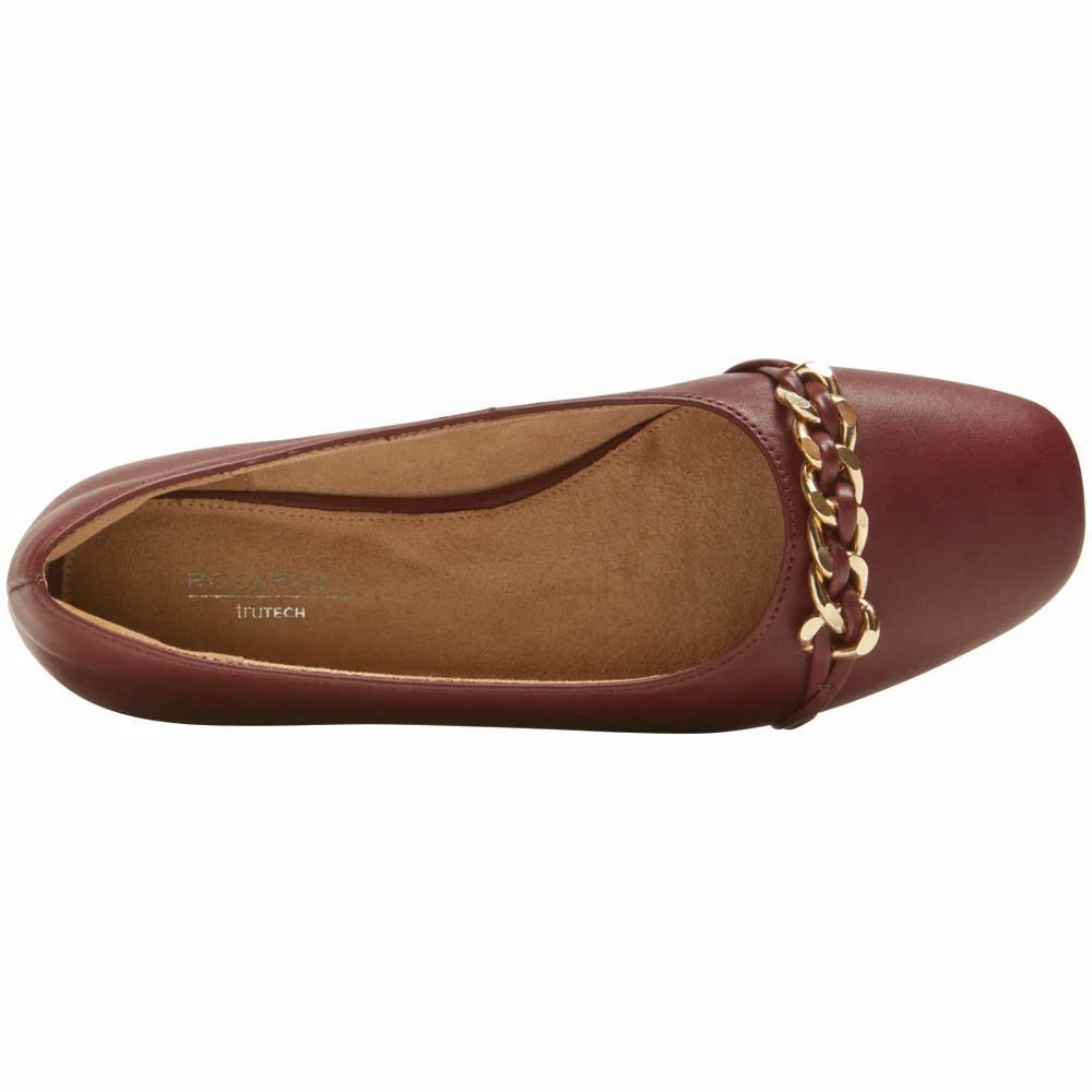 Rockport Zoie Chain Ballet Flat Slip On Casual Shoes - Womens Tawny Port 3 Rockport Zoie Chain Ballet Flat Slip On Casual Shoes - Womens Tawny Port - Image 3