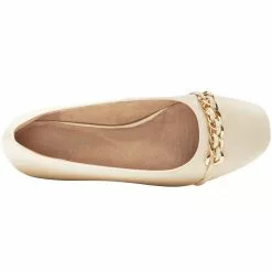 Rockport Zoie Chain Ballet Flat Slip On Casual Shoes - Womens Vanilla -Rogan‘s Shoes shop RP CI9678 VAN3
