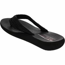 Skechers Asana Sandals - Womens Black Satin -Rogan‘s Shoes shop SK 119107 BLK3