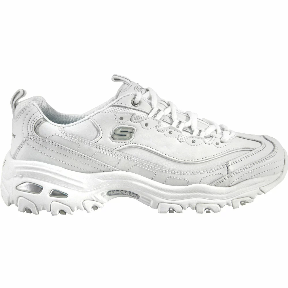 Skechers Dlites Fresh Start Lifestyle Shoes - Womens White Silver 1 Skechers Dlites Fresh Start Lifestyle Shoes - Womens White Silver