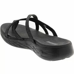 Skechers On The Go 600 Dainty Slide Sandals - Womens Black Grey -Rogan‘s Shoes shop SK 140004 XGY3