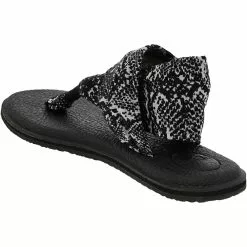 Sanuk Yoga Sling 2 Snake Flip Flops - Womens Black White -Rogan‘s Shoes shop SU 1116872 BWH3