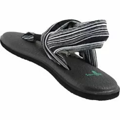 Sanuk Yoga Sling2 Flip Flops - Womens Black White -Rogan‘s Shoes shop SU SWS10001 BWH3