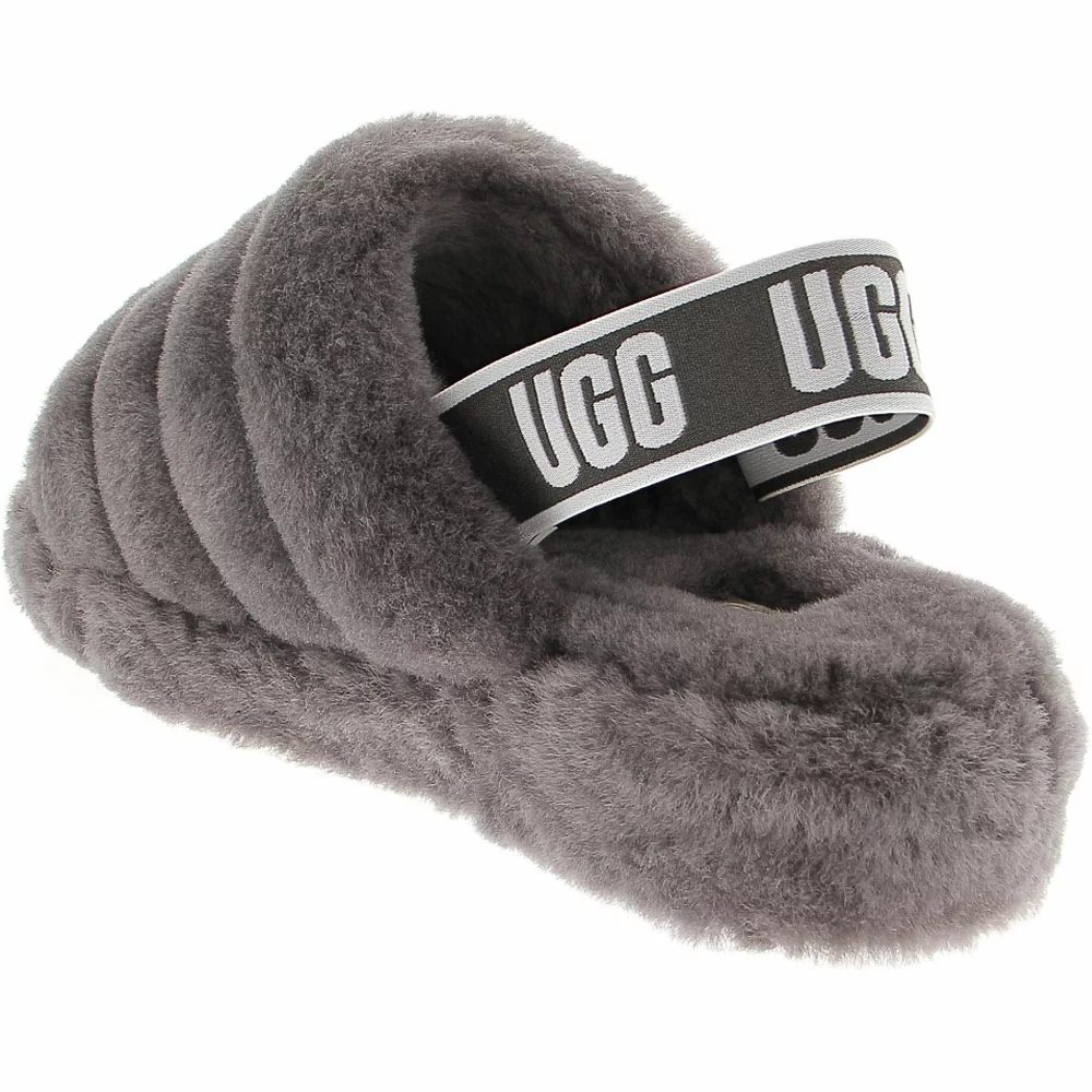 UGG Boots UGG Fluff Yeah Slide Slippers - Womens Charcoal 3 UGG Boots UGG Fluff Yeah Slide Slippers - Womens Charcoal - Image 3
