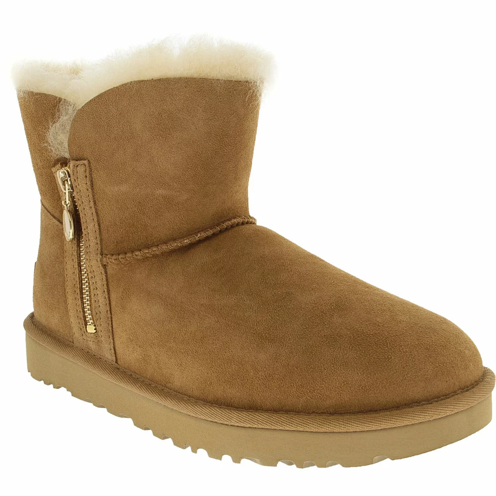 UGG Boots UGG Bailey Zip Mini Winter Boots - Womens Chestnut 2 UGG Boots UGG Bailey Zip Mini Winter Boots - Womens Chestnut - Image 2
