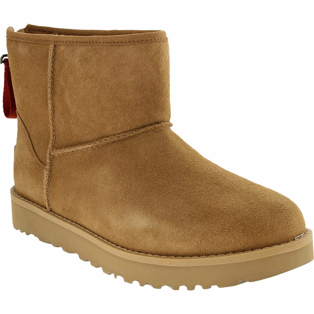 UGG Boots UGG Classic Mini Logo Zip Winter Boots - Womens Chestnut 2 UGG Boots UGG Classic Mini Logo Zip Winter Boots - Womens Chestnut - Image 2