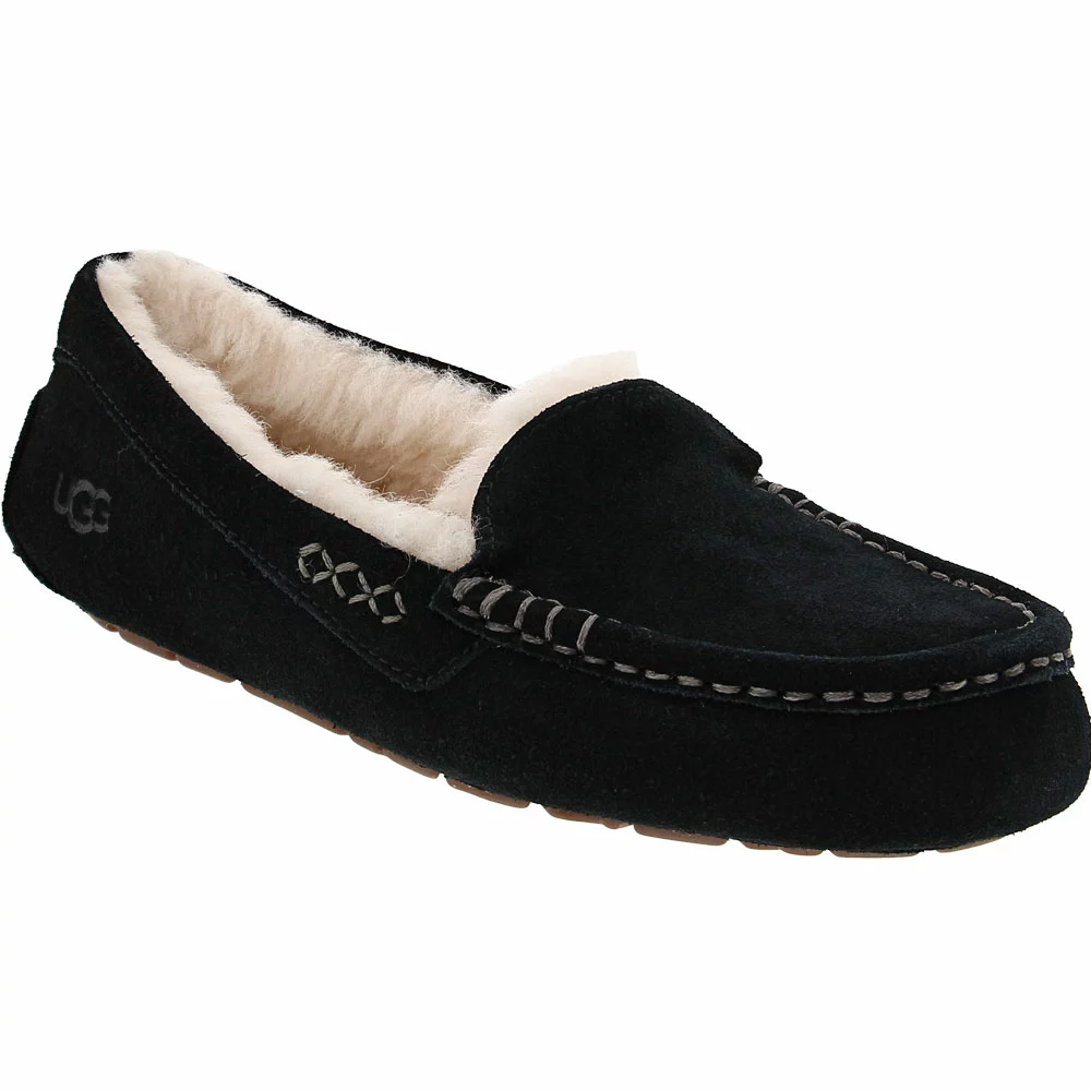 UGG Boots UGG Australia Ansley Sheepskin Moccasin Slippers - Womens Black Black 2 UGG Boots UGG Australia Ansley Sheepskin Moccasin Slippers - Womens Black Black - Image 2